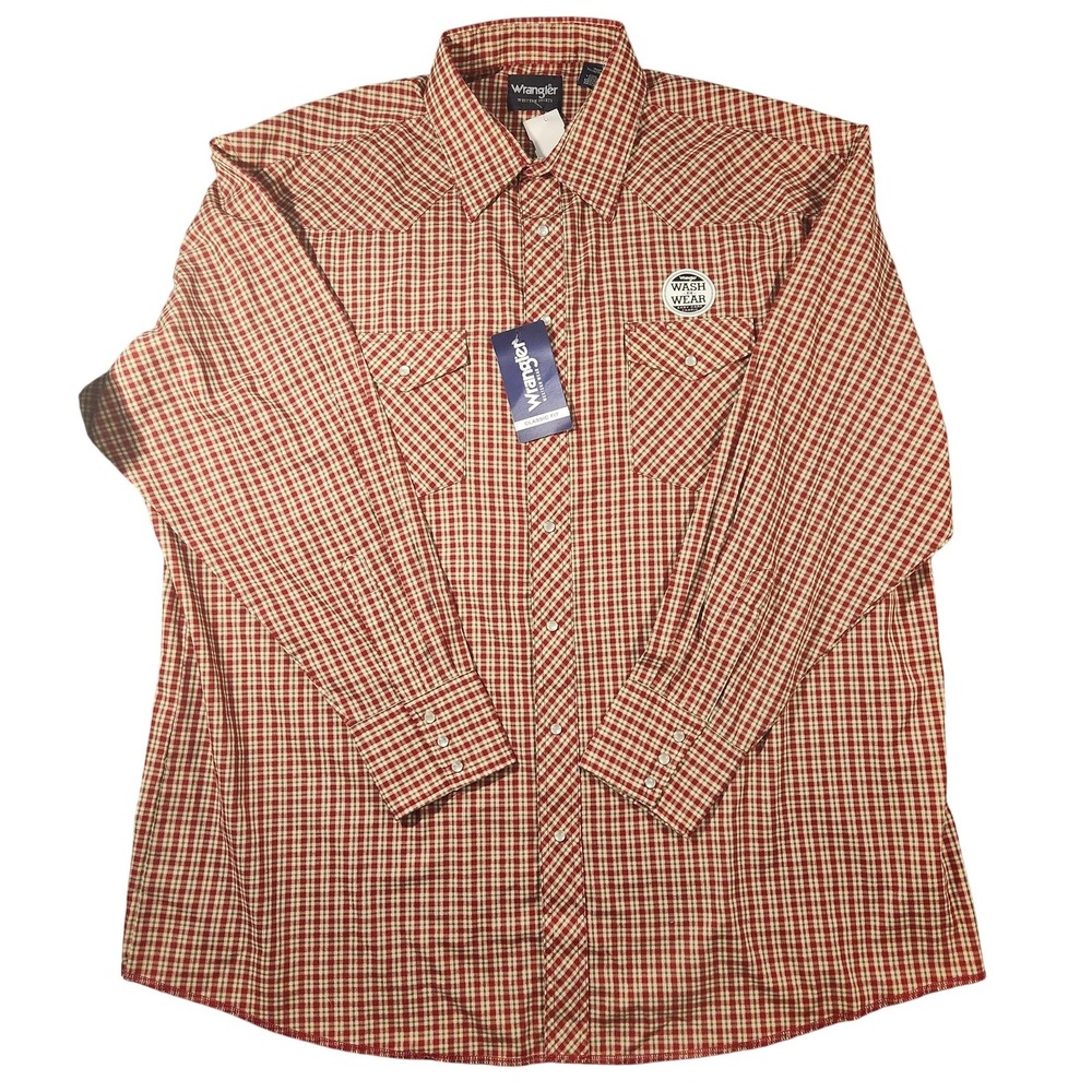 Wrangler Pro Rodeo NFR Western Shirt Mens Flame Retardant Plaid Pearl Snap NWT